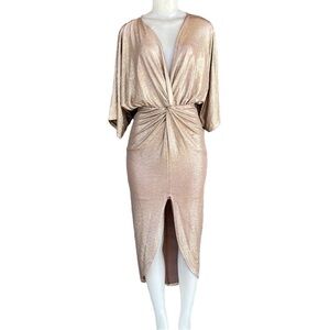 Style Rack Shimmering Gold Midi Dress Size L